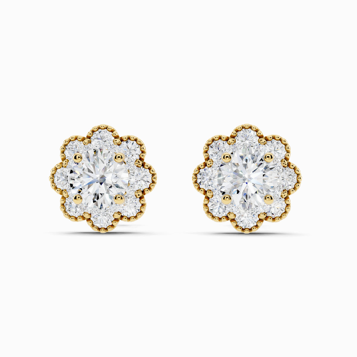 Bluet Round Cut Halo Earring