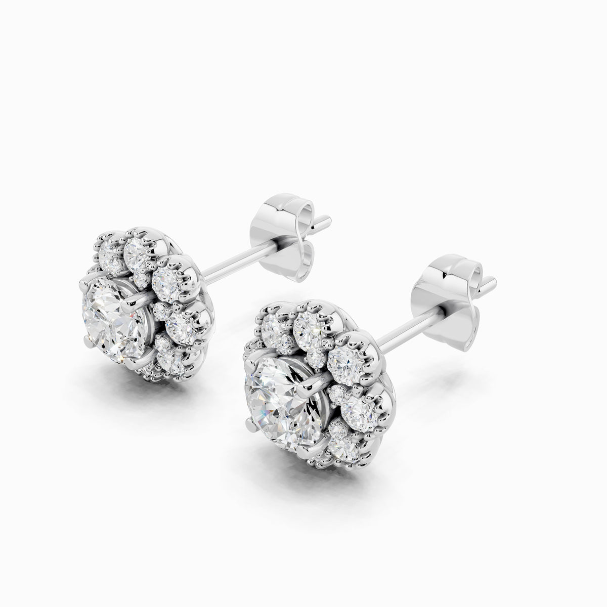 Bluet Round Cut Halo Earring