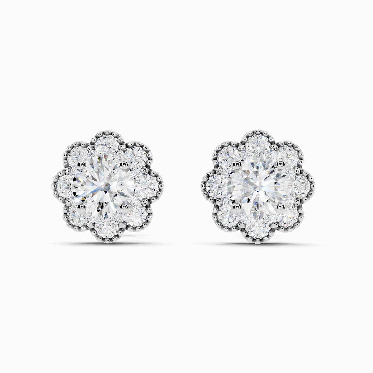 Bluet Round Cut Halo Earring