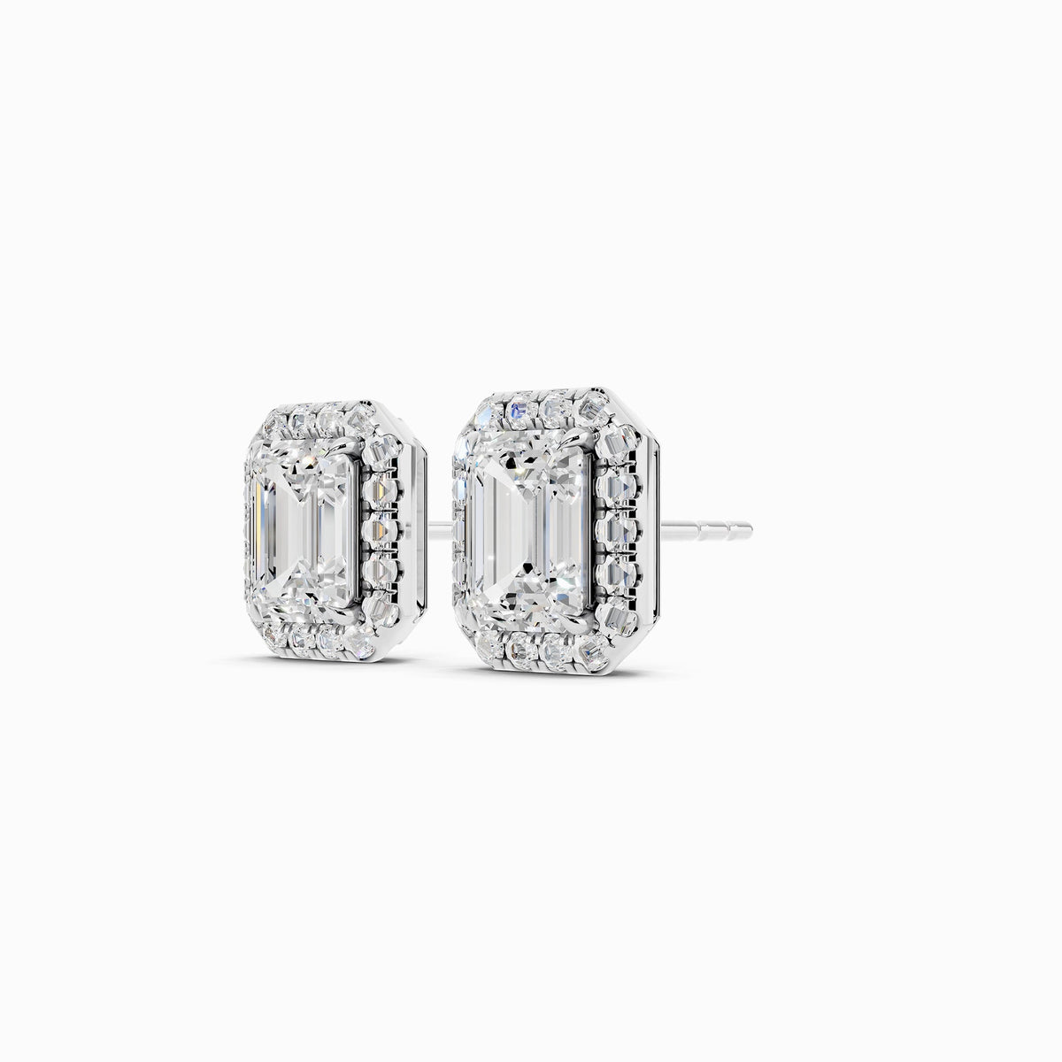 Nerine Emerald Cut Halo Earring