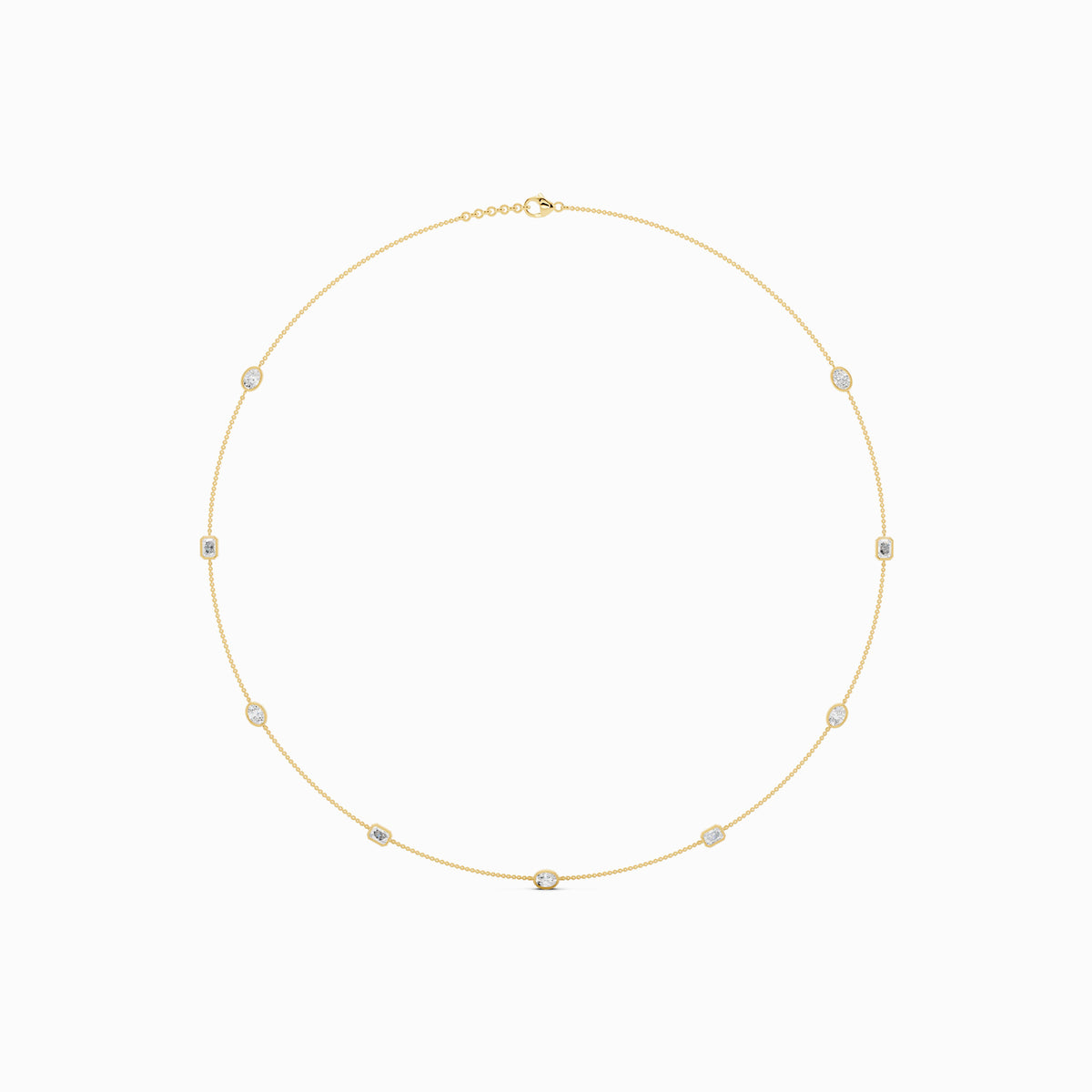 Poppy Oval & Emerald Cut Station Necklace