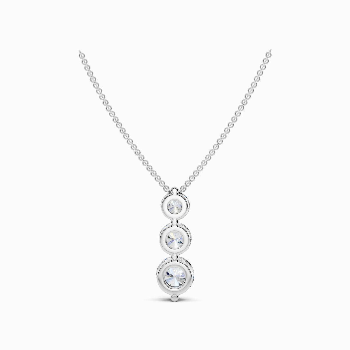 Sorrel Three Stone Round Cut Drop Pendant