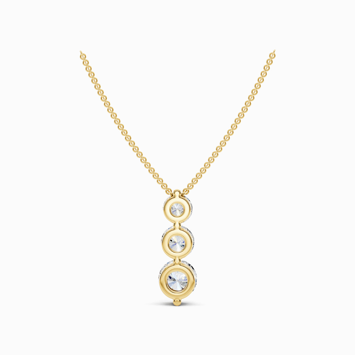Sorrel Three Stone Round Cut Drop Pendant