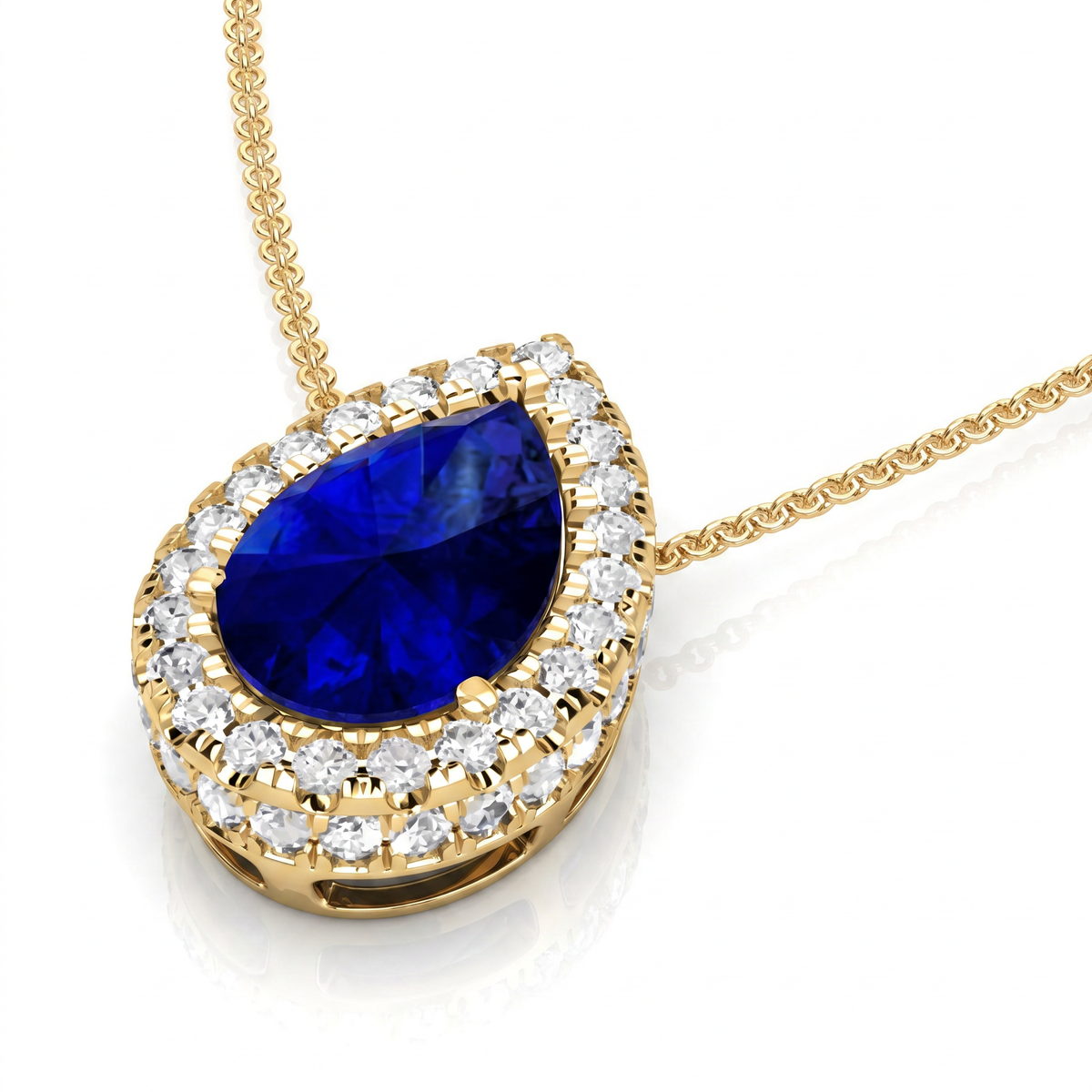 Verdant Teardrop Empress Pendant - Yellow Gold