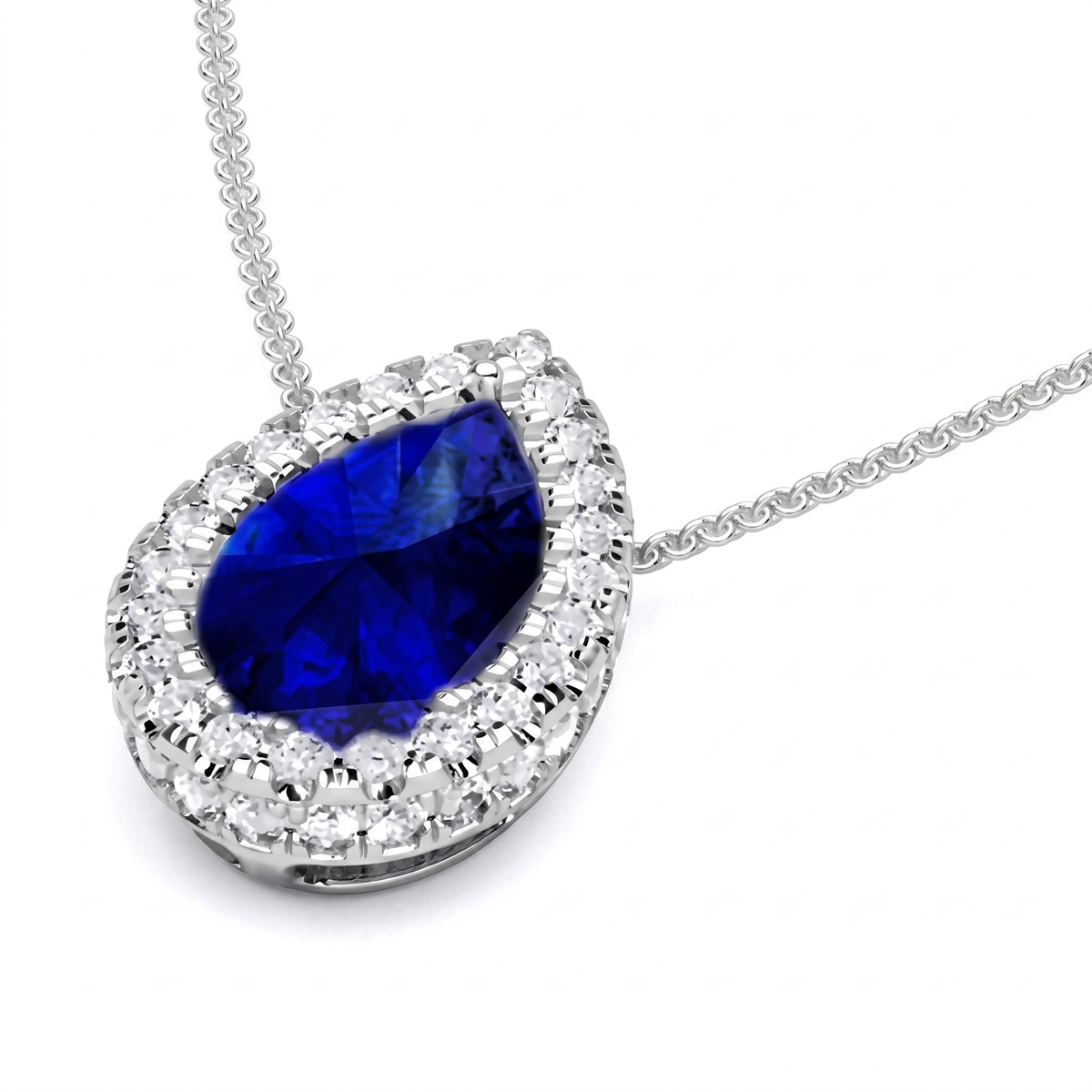 Verdant Teardrop Empress Pendant - White Gold
