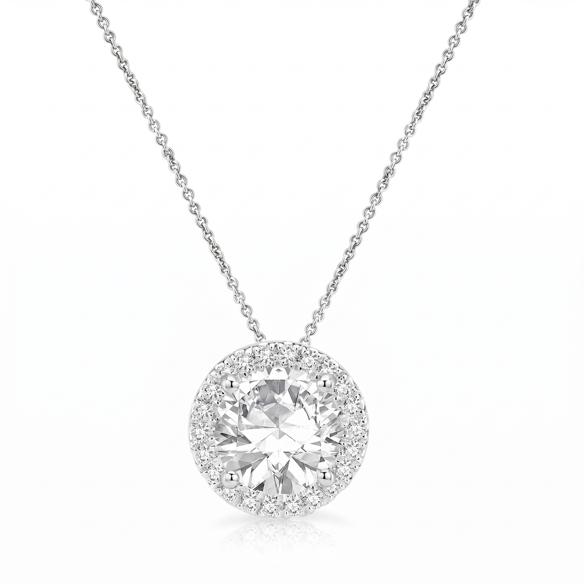Moissanite Style Diamond Pendant p10227 - White Gold