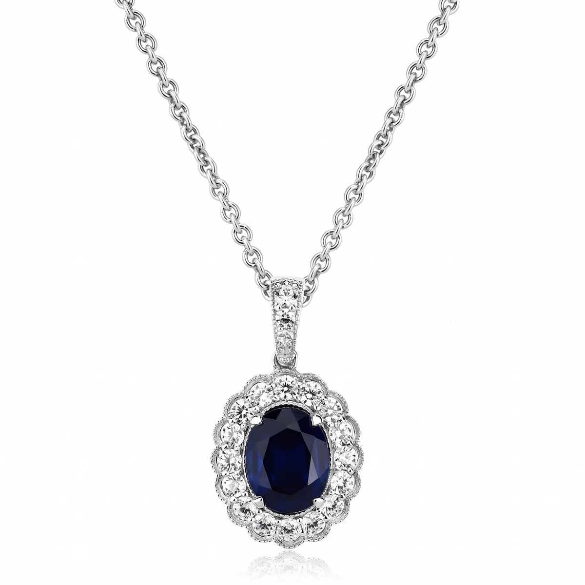 Diamond & Color Stone Pendant 601735p - White Gold
