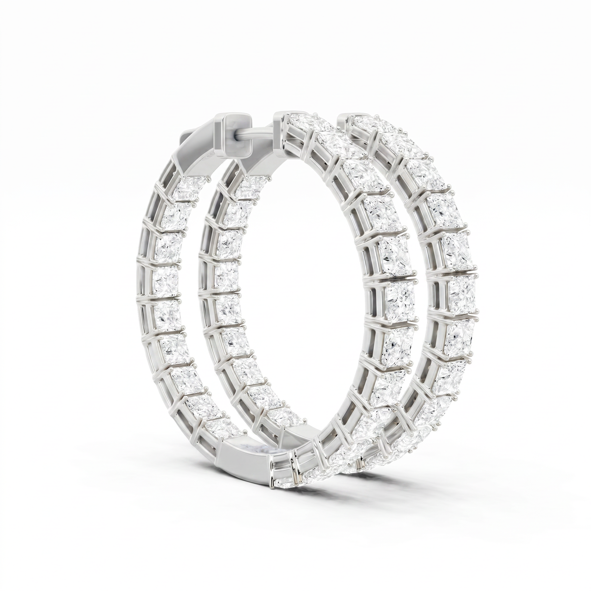 Princess Lab-Grown Diamond Luxe Back Earrings - White Gold