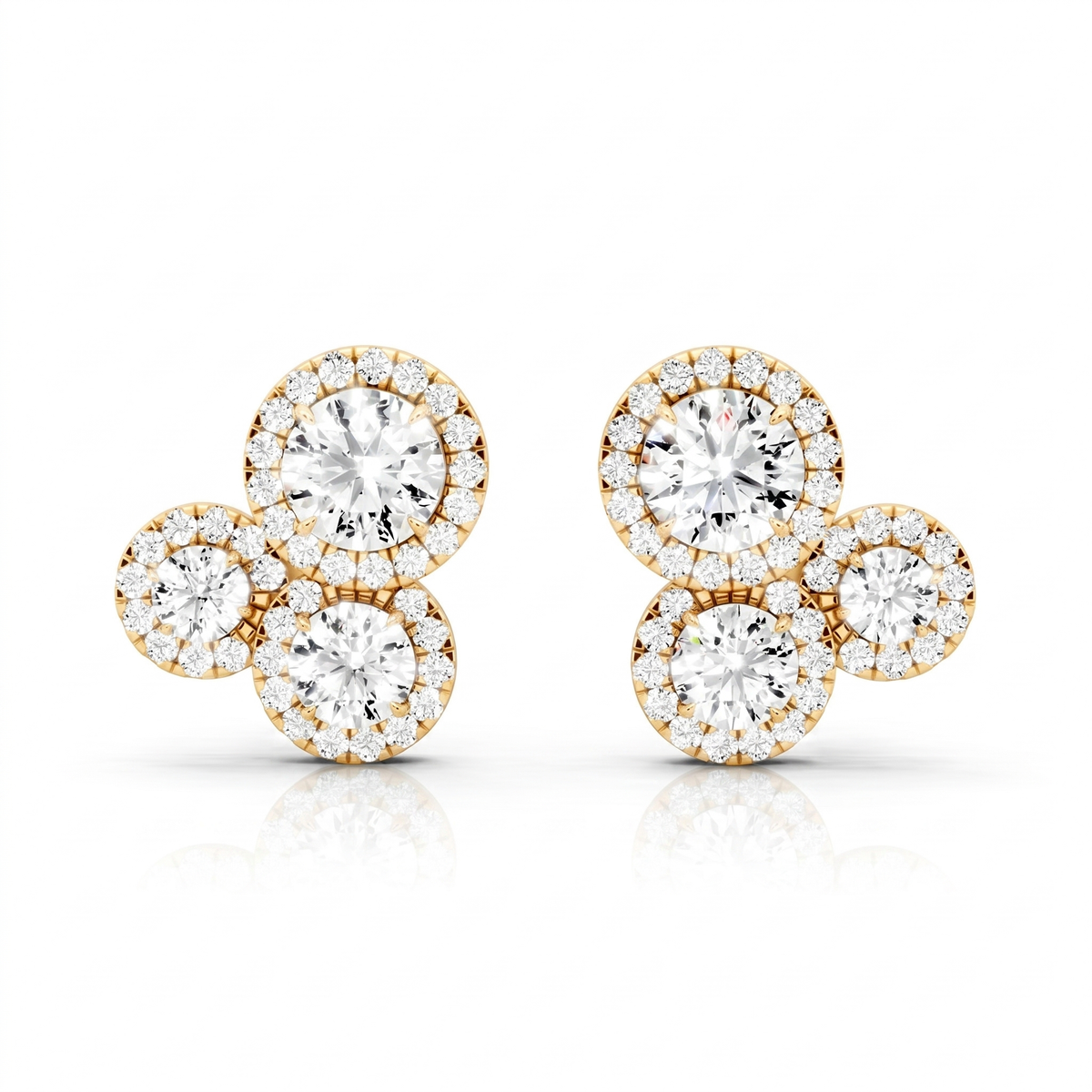 Round Lab-Grown Diamond Pavé Back Earrings e10747 - Yellow Gold