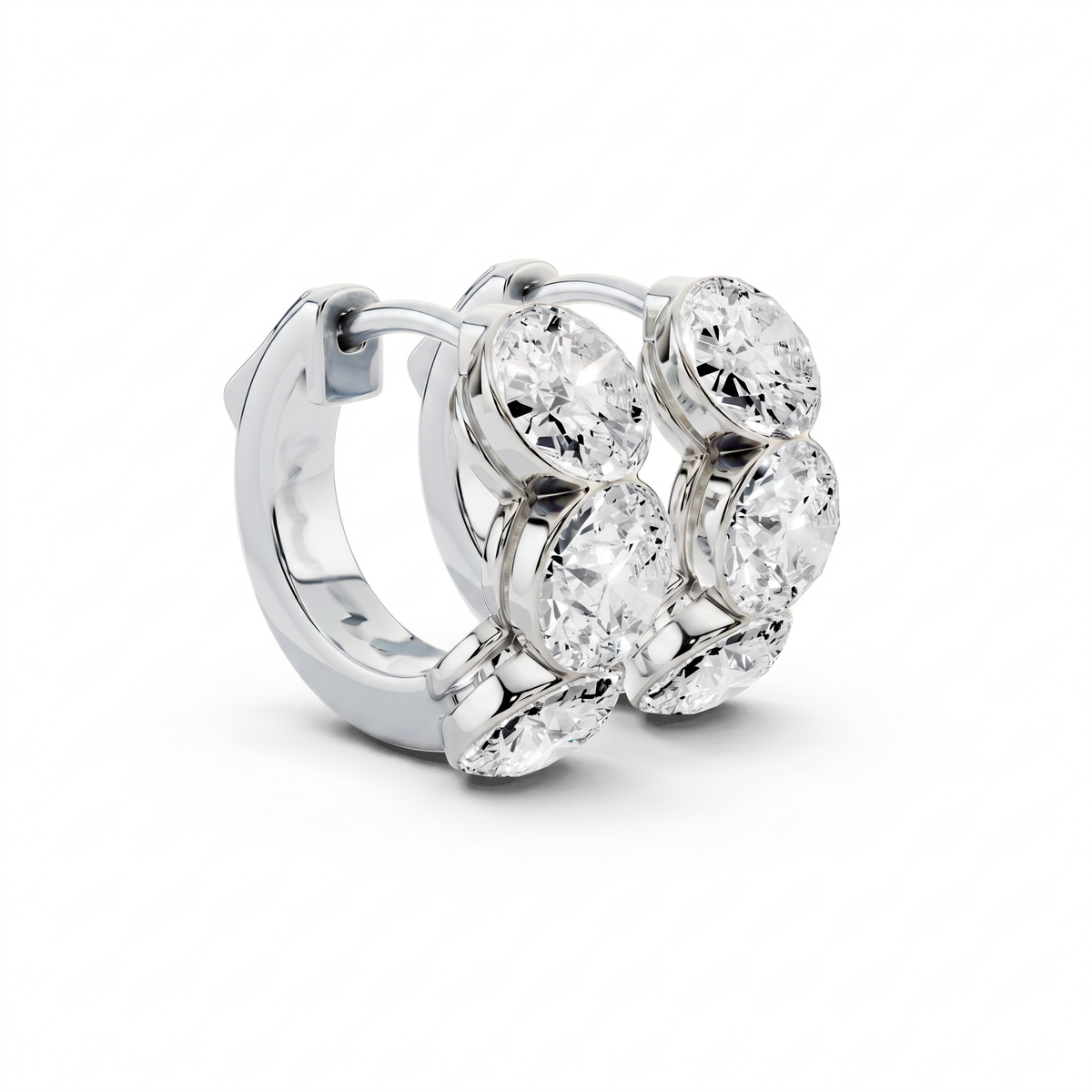 Round Lab-Grown Diamond Luxe Back Earrings - White Gold