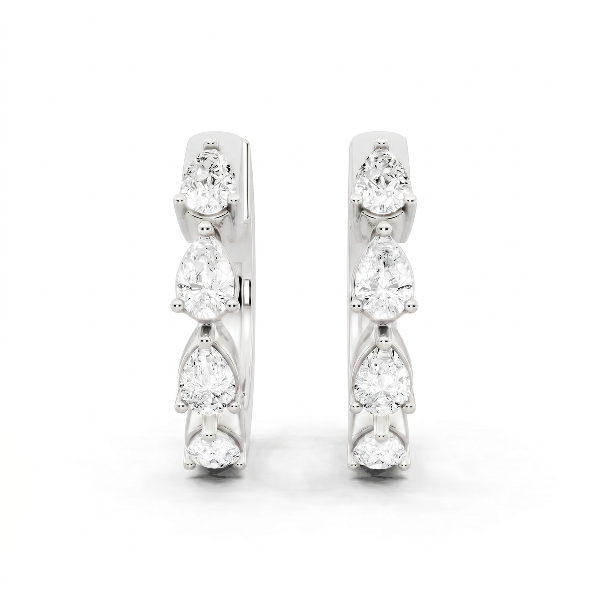 Pear Shape Lab-Grown Diamond Back Earrings - White Gold