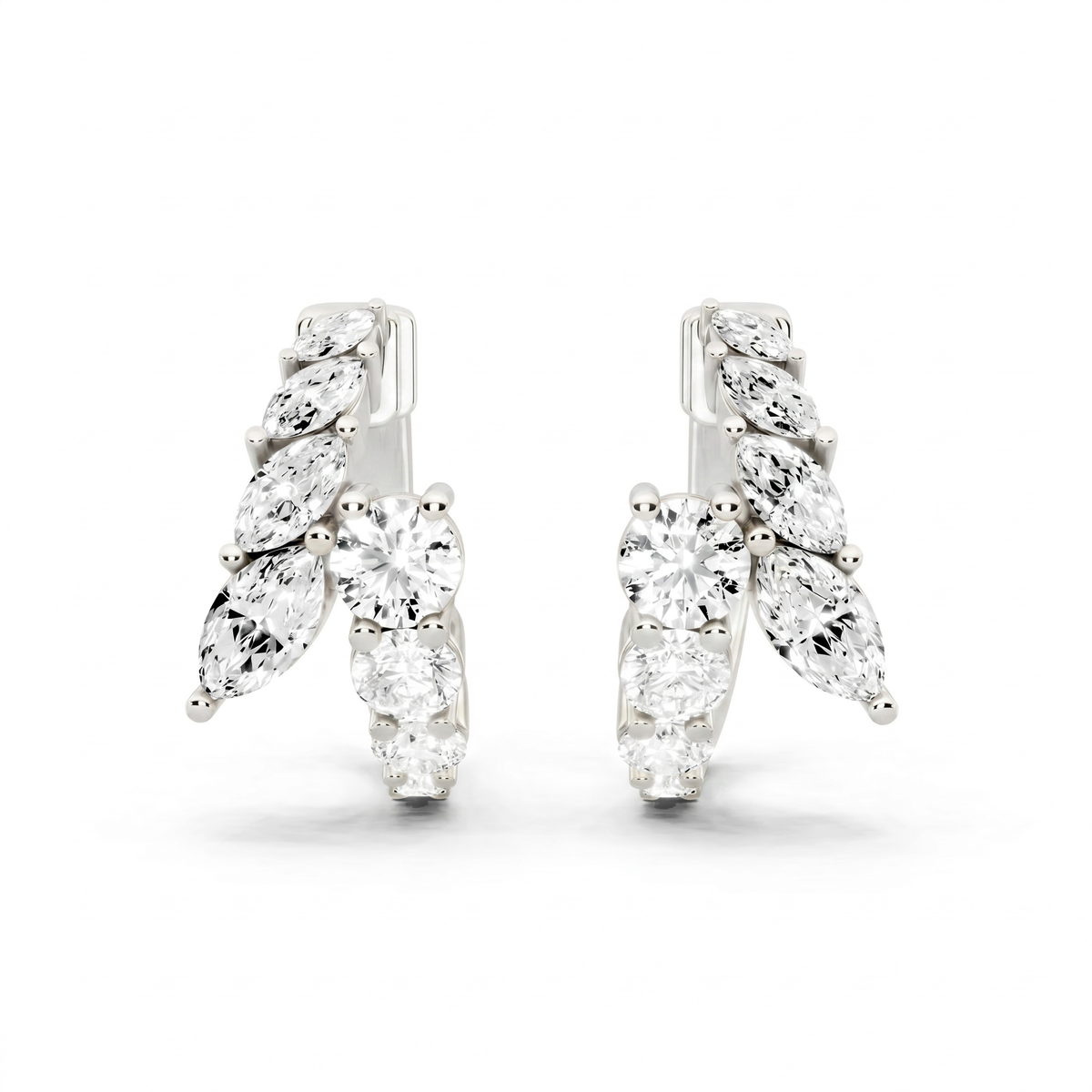 Multi Shape Lab-Grown Diamond Back Earrings - White Gold